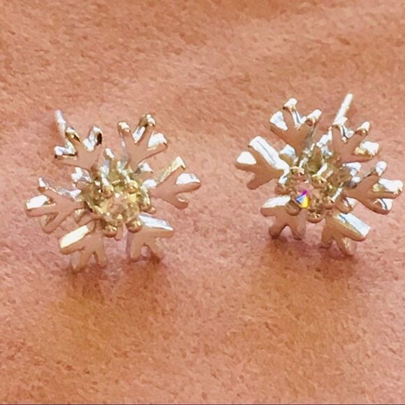 Sterling Silver Cubic Zirconia Snowflake Earrings - Picture 5 of 8